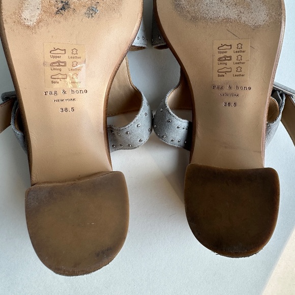 Rag & Bone Gray Matteo Suede Mules Open Toe Sandals - Size 36.5 - Picture 14 of 16